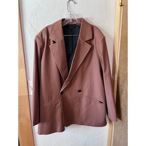 AllSaints Corin Miro Blazer Rust Brown Double Breasted Wool Blend Oversized Sz L